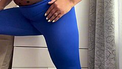 The fool is making stretching exercises with a hot stepmom