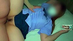 Sweet shaved student roleplays with old man for juicy creampie?