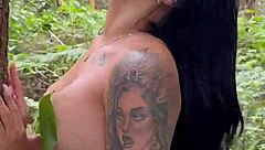 latina with big ass masturbates in forest using dildo to break curse