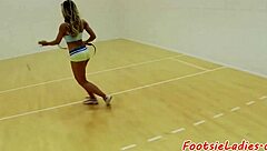 babe demonstrates foot skills in a casual amateur session