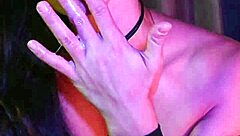 Beautiful Petite Brunette Moans During Wet Masturbation and Deep Throat Blowjob in Neon Night POV