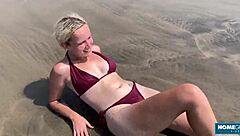 The gorgeous blonde girl happily fucked by her boyfriend with passion