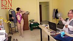 Yoga Time in Office with Regina Noir Wet Pussy and Voyeur Boss