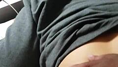 she's bent over in the public outdoor area, getting doggystyle as her big ass bounces and pussy gets pounded