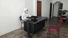 A doctor and his secretary have a passionate encounter in the office.