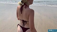 The gorgeous blonde girl happily fucked by her boyfriend with passion