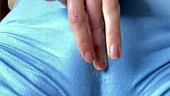 Aussie milf charlotte star orgasms in gym shorts with wet pussy and toys