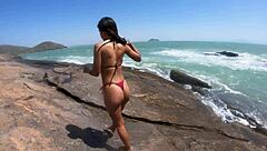 Skinny Babe Pees And Fucks On Beach In Cowgirl