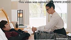 teacher gives student a little help with that handjob in class