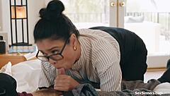 teacher gives student a little help with that handjob in class