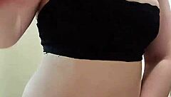 Nicole caresses her full ass in the bathroom, driving wild with desire