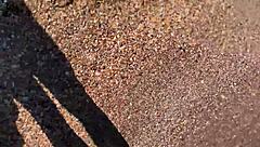 horny babe double squirts pussy while joggers run by on beach larajuicy