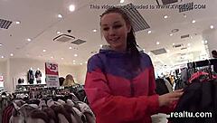 Stellar czech sweetie feels intense seduction in hypermarket, getting oral and poked