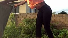 Crazy Bitch Twerks Hard While Folding Dirty Clothes