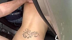 Big Booty Hooker Rides Customer Reverse Cowgirl and Takes Cum in Mouth Outdoors