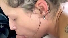 Big Booty Hooker Rides Customer Reverse Cowgirl and Takes Cum in Mouth Outdoors