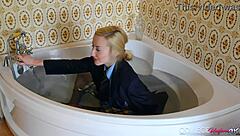 Horny Sophia Smith Shows Off Her Wet Panties In College Uniform.