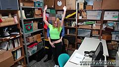 platinum blonde teen in uniform gets hardcore office action