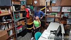 platinum blonde teen in uniform gets hardcore office action