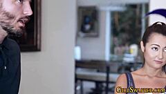 Petite stepdaughter with small tits gets hardcore group bang