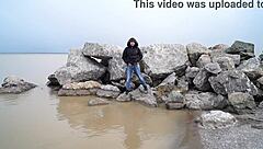 Milf pissing compilation by the sea with hairy pussy loving outdoor fetish