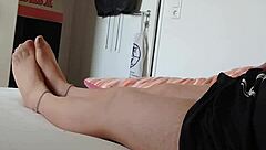 look at this nylon boy in pantyhose