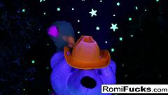 Romi Rain & Dani Share Lesbian Black-Light Fun With Big Tits