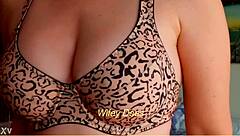 milf shows big natural tits in leopard bra lingerie