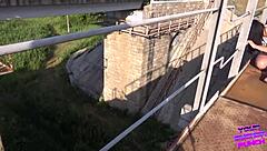 Yo, check this amateur brunette getting pounded outdoors in doggystyle!