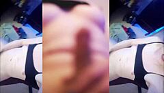 Cute tranny slut masturbates her cock