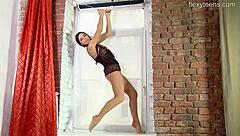 flexible ballerina tonya bellucci demonstrates leg stretches