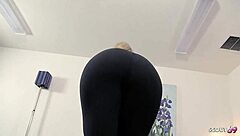 Stunning blonde bombshell talks dirty during casting