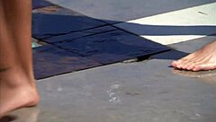 Interracial partner meets for poolside massage and fun