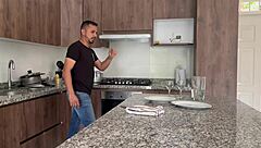 latina milf wife gets face fucked in kitchen