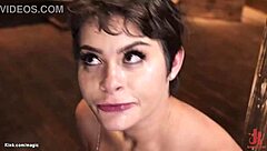 A beautiful woman in bindings has sex with her boyfriend