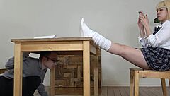 Japanese femdom teases with tempting uniform control