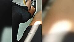 A Mature Woman In Leggings Walking Down The Street In Usa