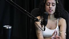 Bibi Hourani shows tattooed tits and enjoys anal fingering