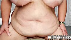 Does the huge tit Latina milf suck a stranger's dick in the car outside the laundry?