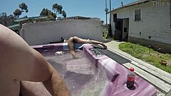 Dayanara Naked in Hot Tub Gagging on Cock