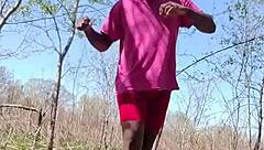 Unusual dancing style, bright and early morning workout