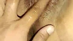 Hot Girl Gets Fingered By Boyfriend On Oiled Hairy Pussy