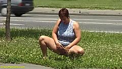 Redhead BBW MILF Pees in Public Fetish