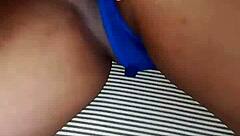 On my way to bed in blue lingerie for a little self-touch