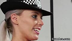 Flirty babe takes intense facial cumshot