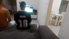 Latina slut bent over for bareback double penetration with husband’s friend