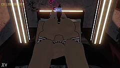 Roblox character riding a cowgirl in the game on full screen