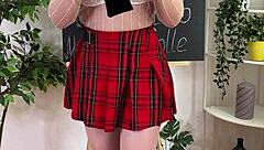 The hot milf teacher inserts her butt plug dominantly.