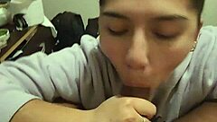 Girlfriend gives quick blowjob, can't let go of my dick in pov