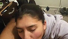 Girlfriend gives quick blowjob, can't let go of my dick in pov